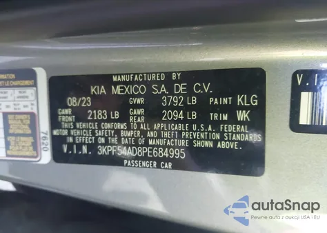 2023 Kia Forte Gt-Line from USA, damaged, VIN 3KPF54AD8PE684995